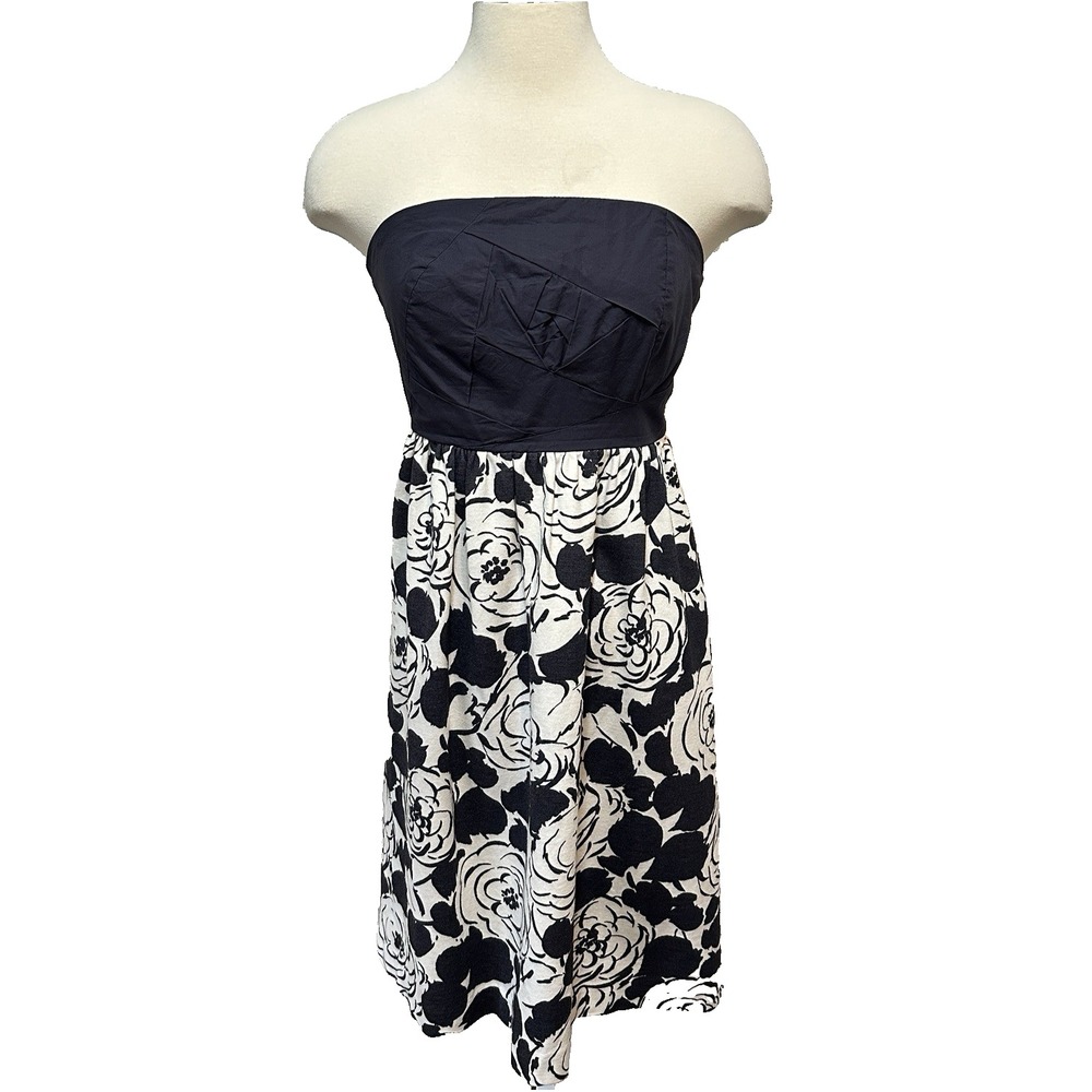 Anthropologie‎ Deletta Origami Camellia Dress Womens S Navy Floral Preppy Chic
